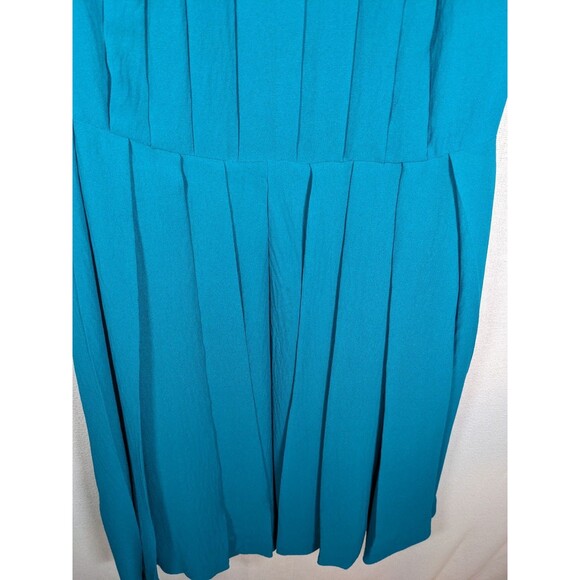 J Crew Dress Womens 4 Teal Chiffon Classic A Line Sleeveless Midi - Picture 3 of 11